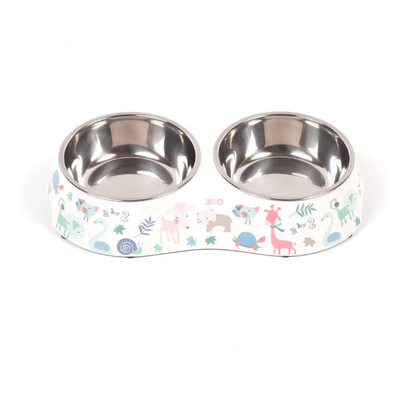 Small Double Stainless Steel Pet Bowls Q296