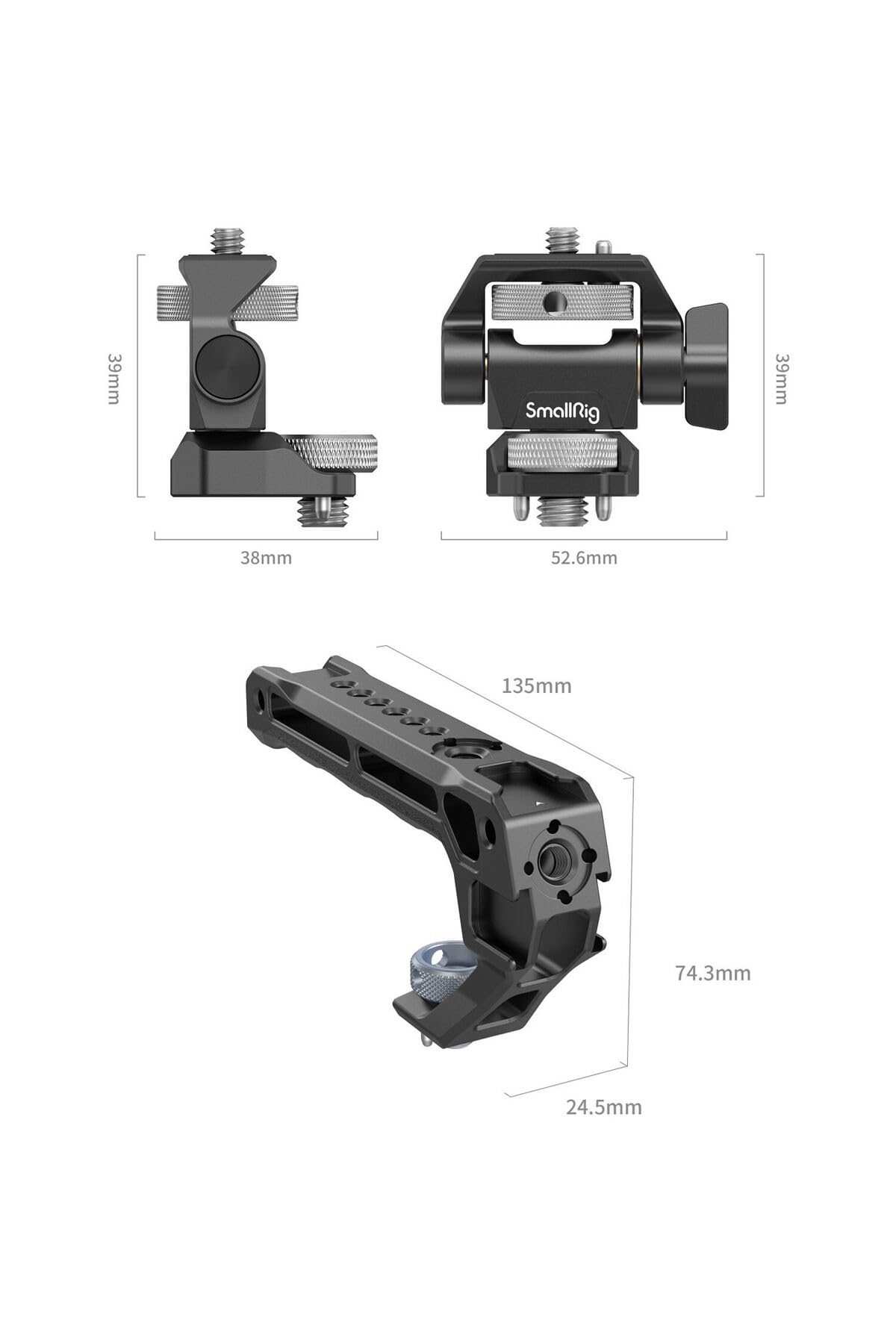 Top Handle & Monitor Mount with 3/8"-16 Locating Holes B9336