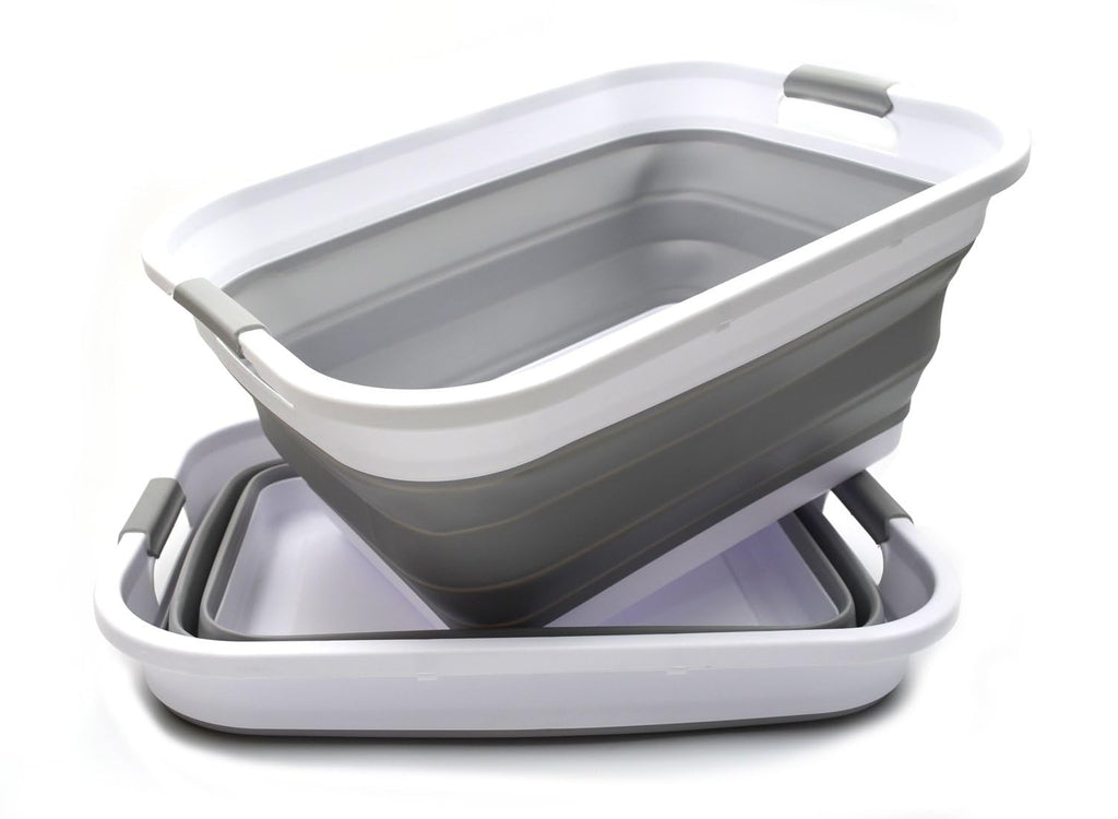 Collapsible Plastic Laundry Basket Set of 2 U42068
