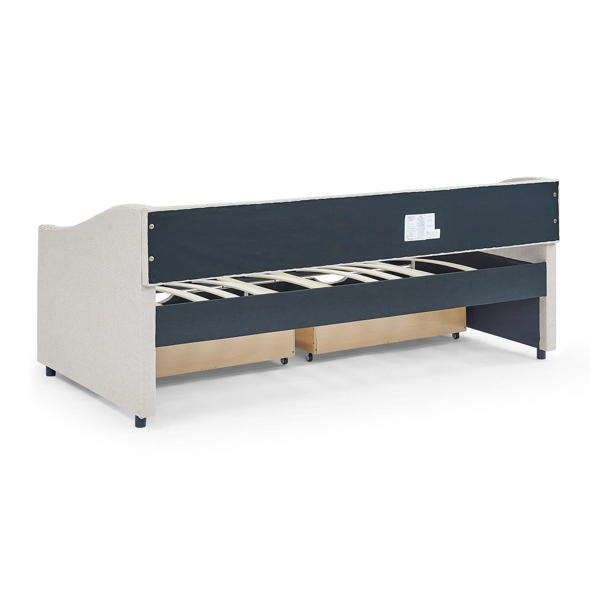 Beige Twin Size Upholstered Daybed with Drawers T887968