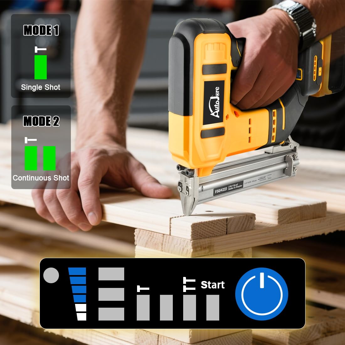 18 Gauge Cordless Brad Nailer 2 in 1 Nail/Staple Gun U4508