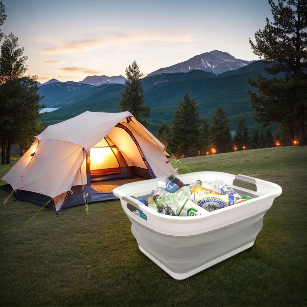 Collapsible Plastic Laundry Basket Set of 2 U42068