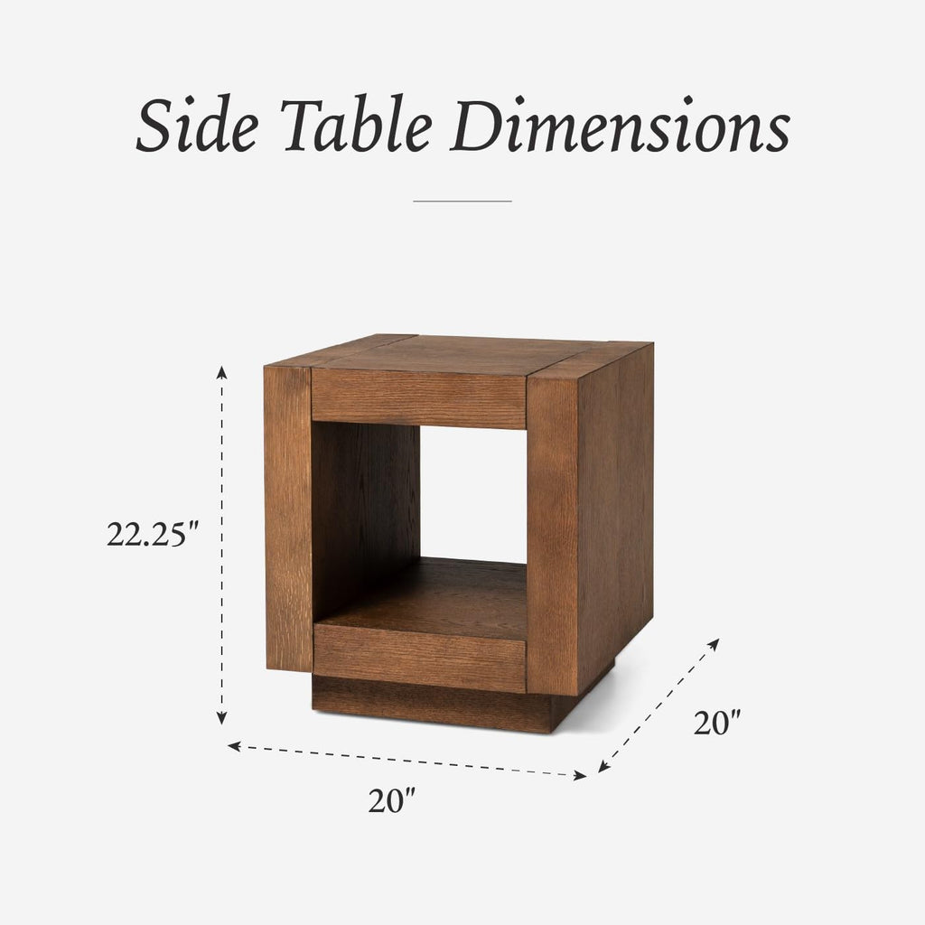 Natural Square Side Table with Storage, Set of 2 I84961