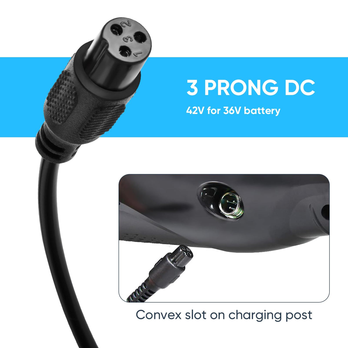 42V 2A Battery Charger 3 Prong Inline Connector D262009