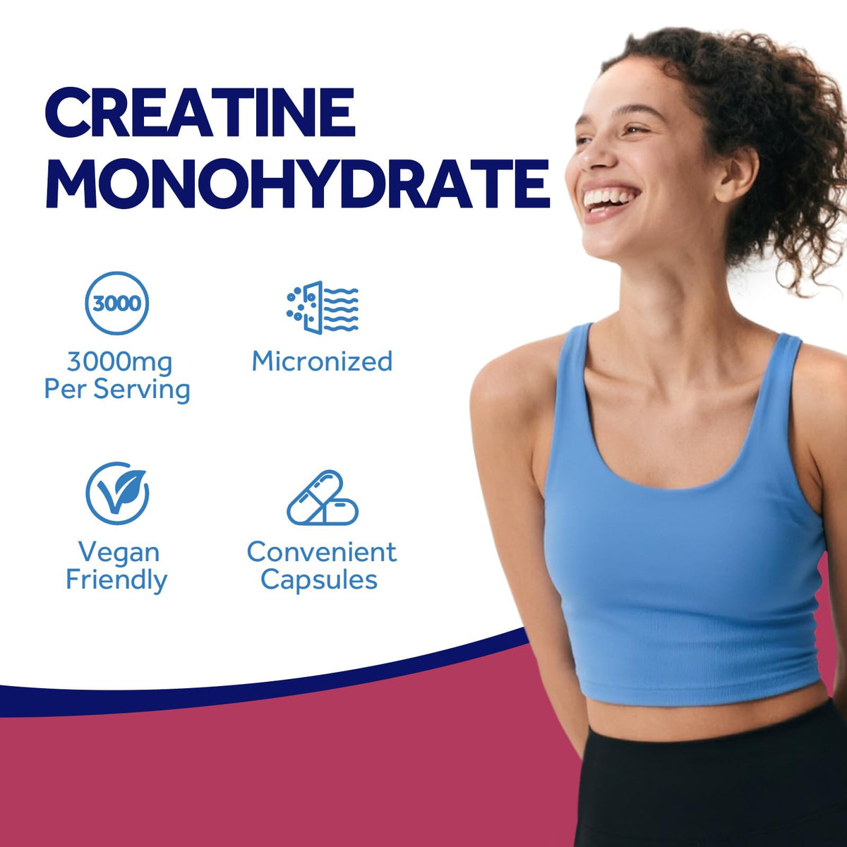Micronized Creatine Monohydrate 3000 mg Vegan 120 Capsules F95420