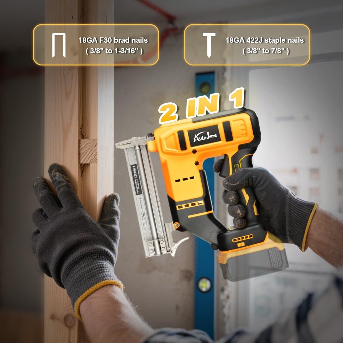 18 Gauge Cordless Brad Nailer 2 in 1 Nail/Staple Gun U4508