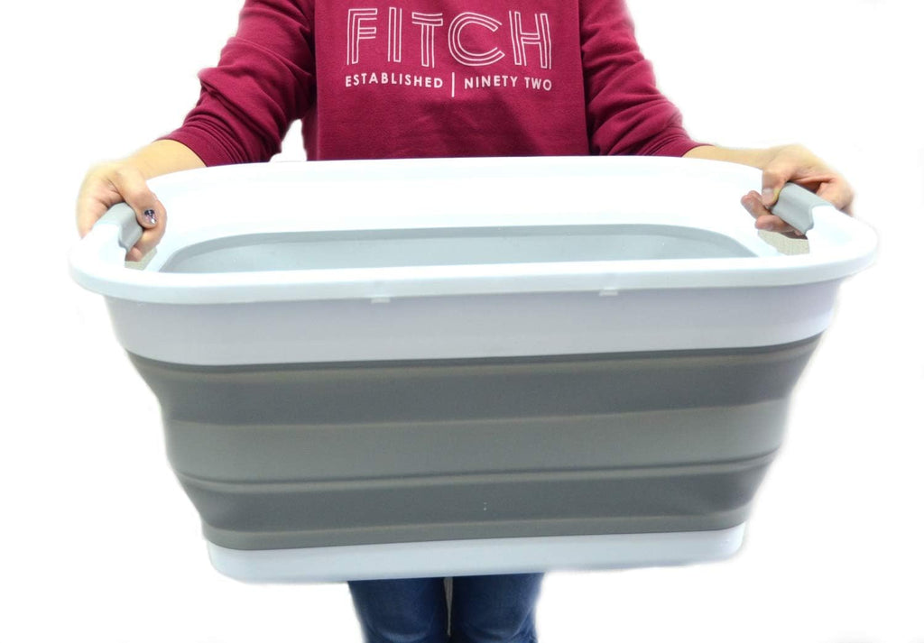 Collapsible Plastic Laundry Basket Set of 2 U42068