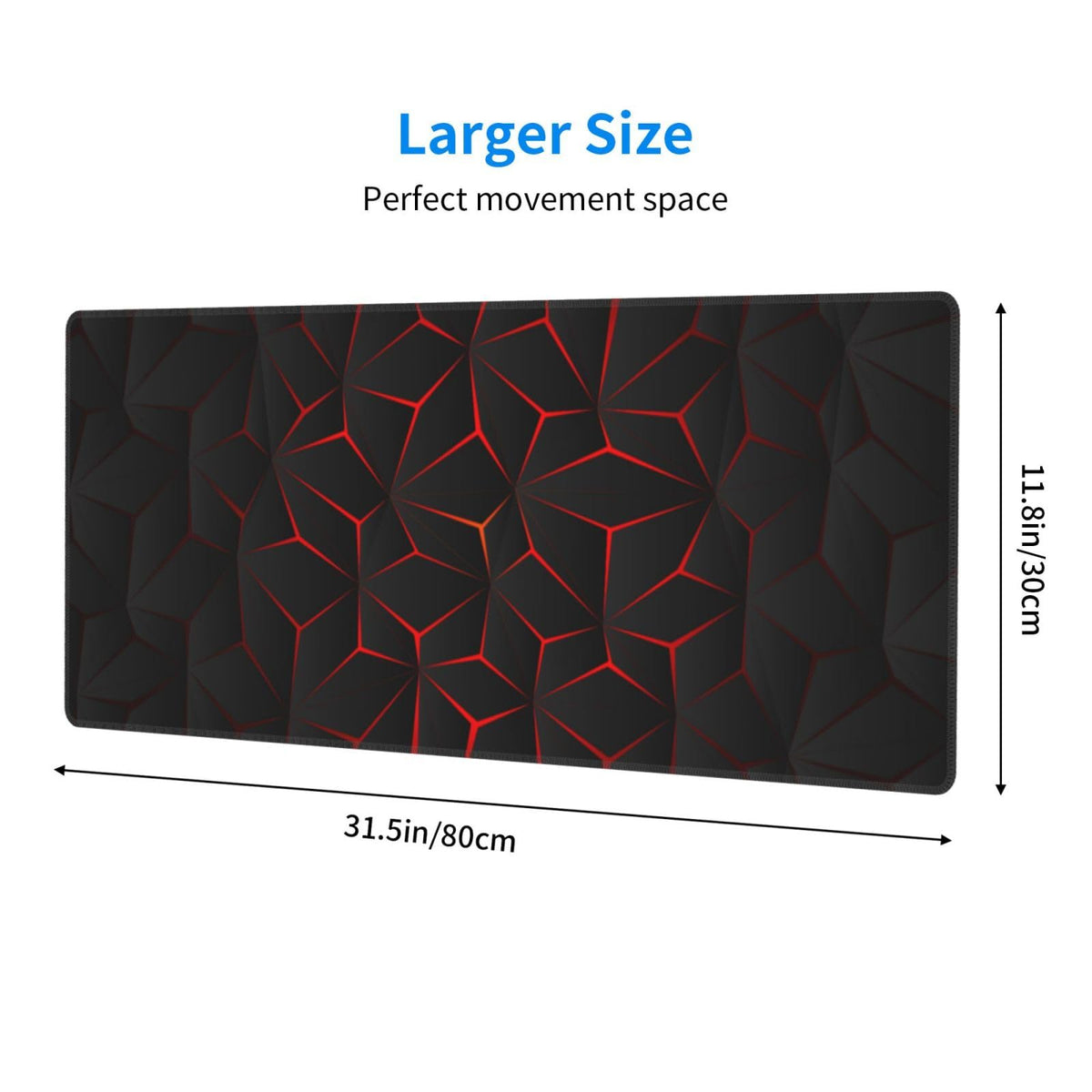 Black Red Large Gaming Mouse Pad 31.5 x 12 inch H6975