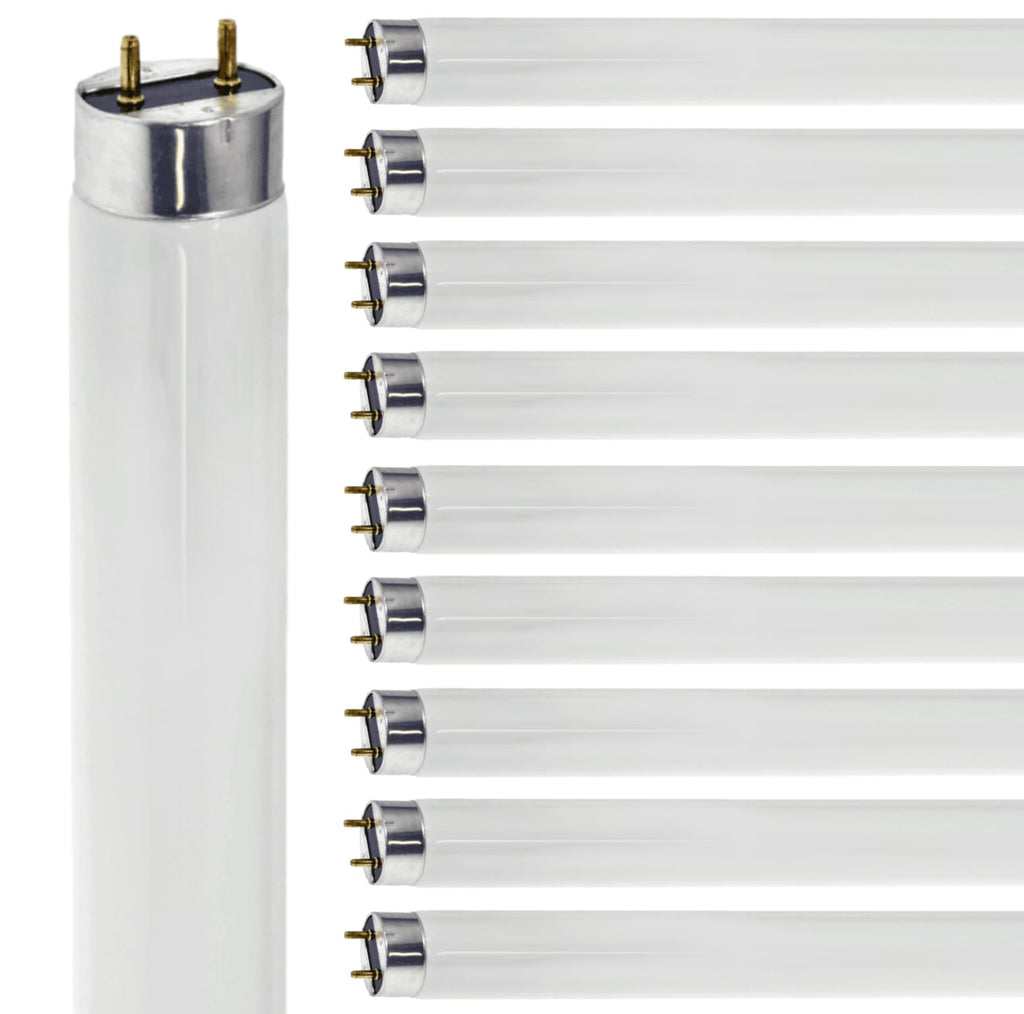 24 Inch T8 Fluorescent Tube Light Bulb 17W 3500K Neutral White G13 Bi-Pin Base 2 Foot Linear Lamp Pack of 10 L710774