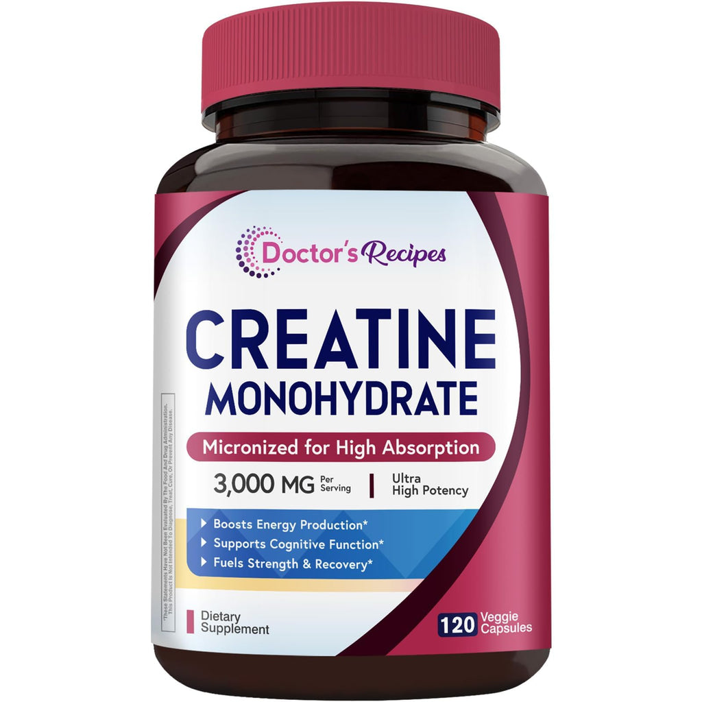 Micronized Creatine Monohydrate 3000 mg Vegan 120 Capsules F95420