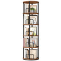 5-Tier Rotating Bookshelf, 360° Spinning Bookcase, Rustic Brown N289826