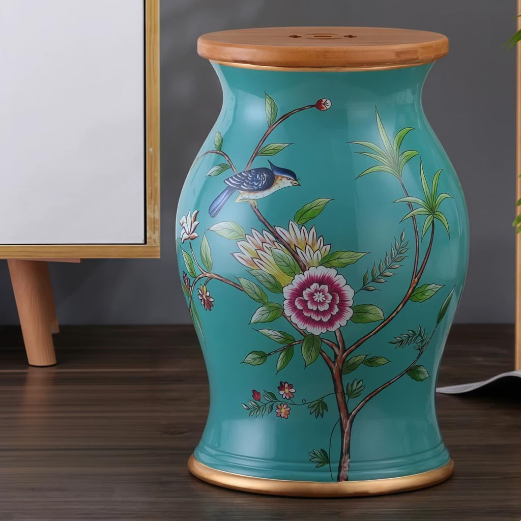 Ceramic Garden Stool Hand-Painted Drum Stool P815973