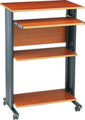 Mobile Stand-Up Desk with Keyboard Tray and 2 Adjustable Shelves U52530