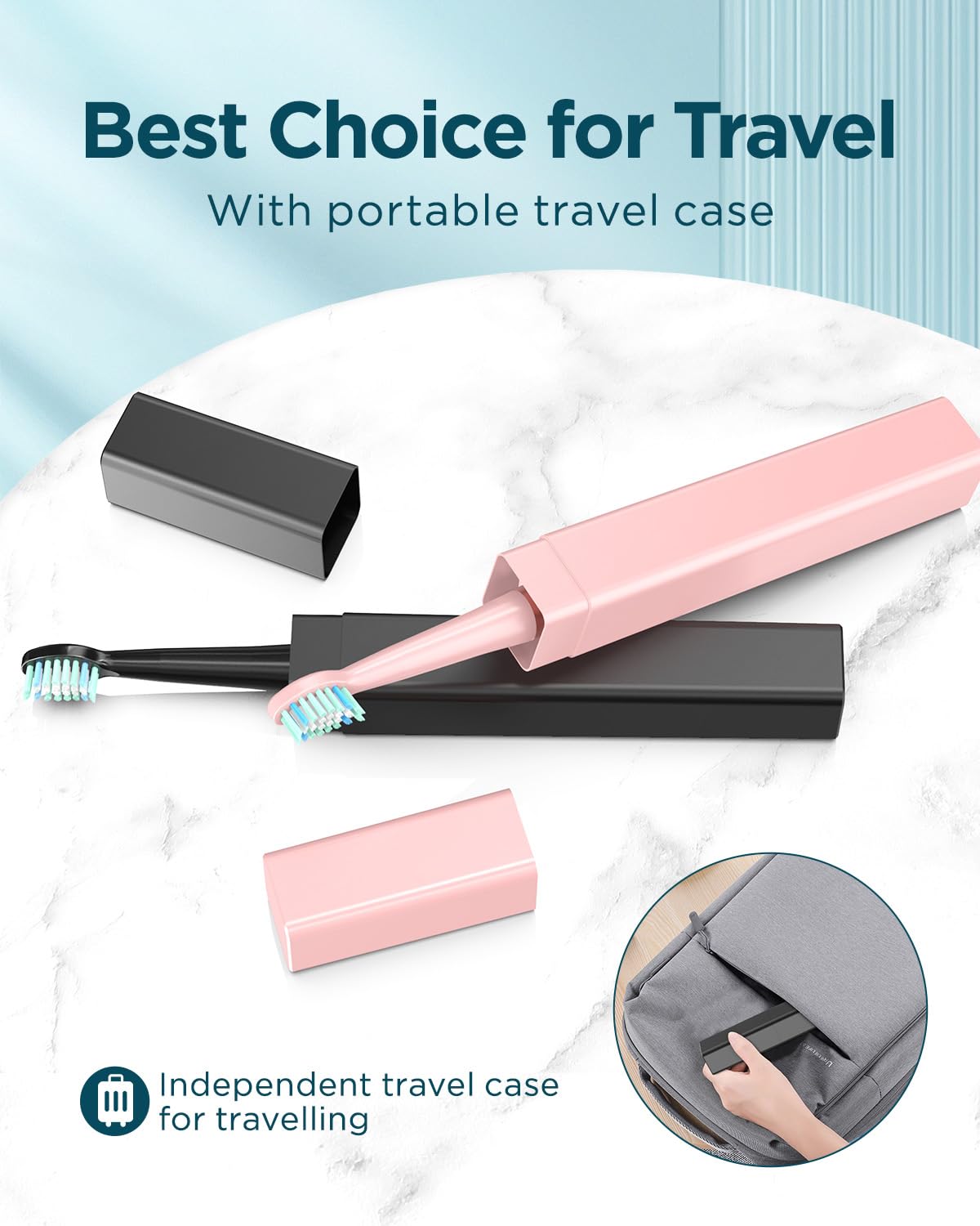 2 Pack Rechargeable Electric Toothbrush with 12 Brush Heads & 2 Travel Case J8232