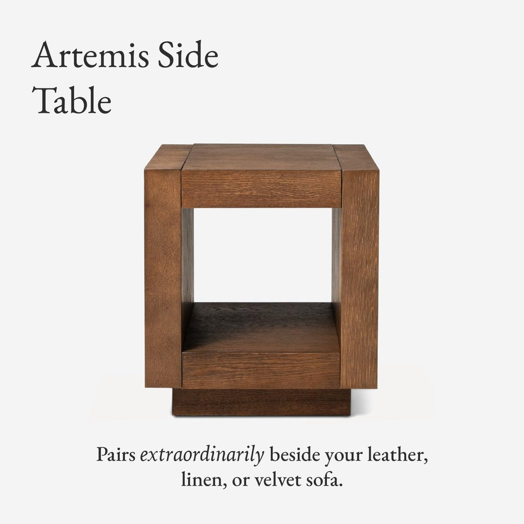 Natural Square Side Table with Storage, Set of 2 I84961