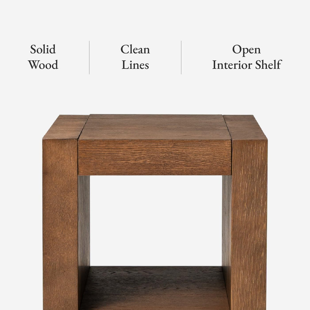 Natural Square Side Table with Storage, Set of 2 I84961