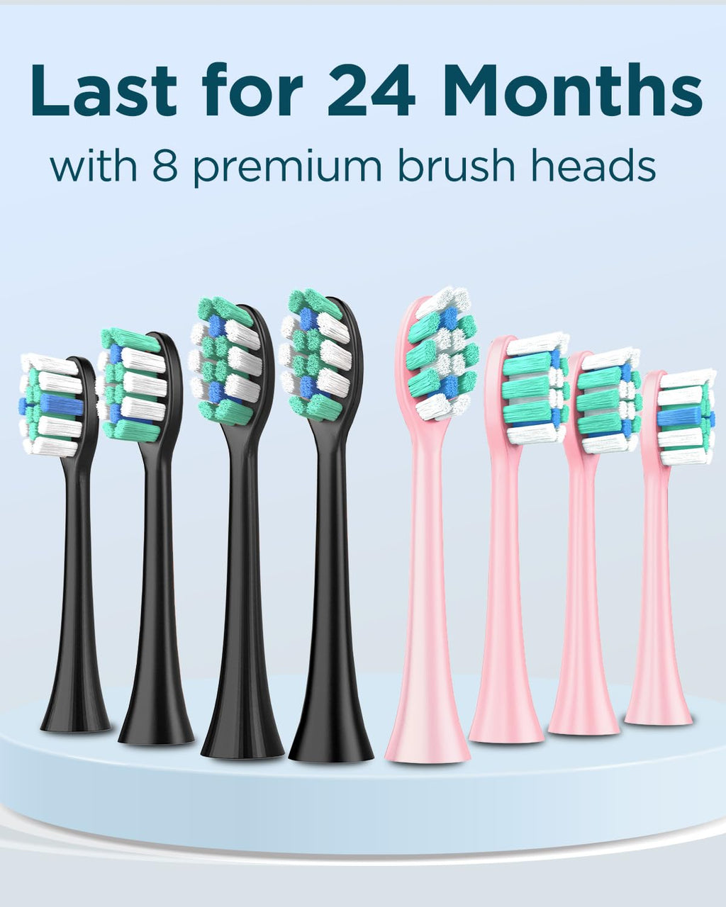 2 Pack Rechargeable Electric Toothbrush with 12 Brush Heads & 2 Travel Case J8232