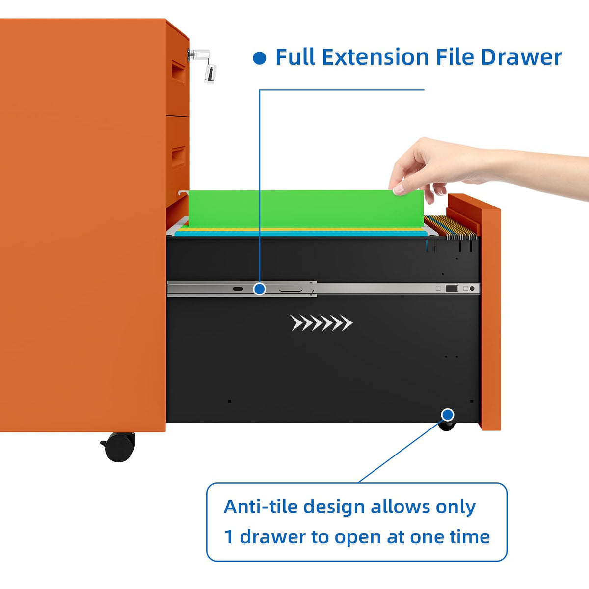 3 Drawer Metal Rolling File Cabinet A861271