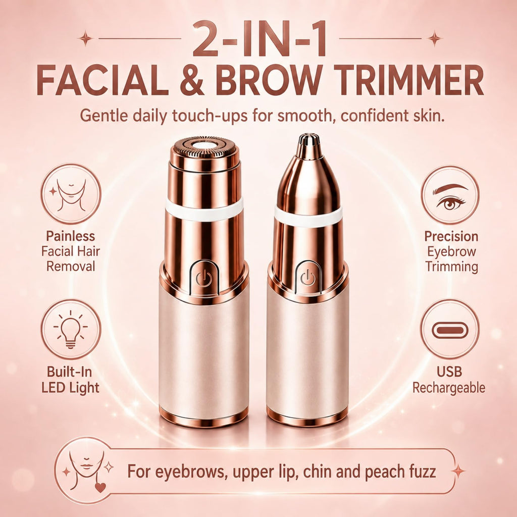 2-in-1 Facial Hair Remover & Eyebrow Trimmer with LED Light S904556