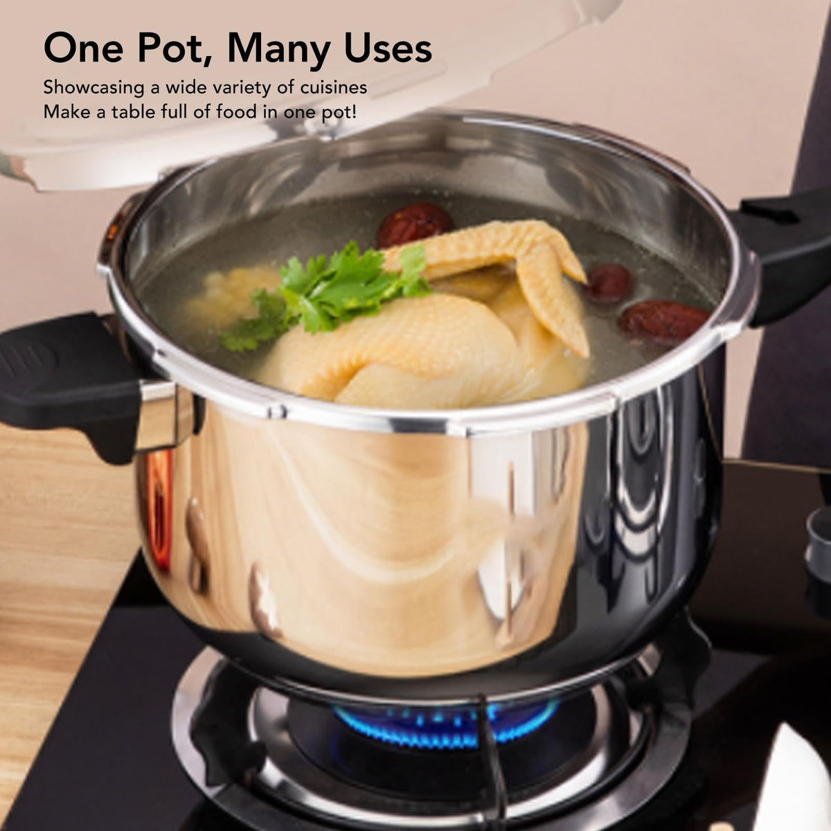 80KPA Stainless Steel Pressure Cooker with Safety Valve (3L) U9141