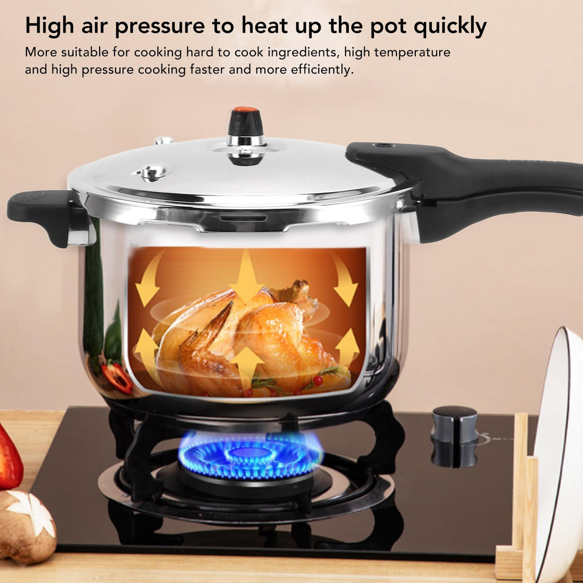 80KPA Stainless Steel Pressure Cooker with Safety Valve (3L) U9141