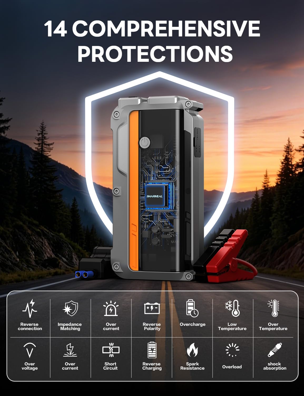 12V Portable Jump Starter with Jumper Cables P65521