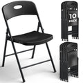 Black 10 Pack Plastic Folding Chair with Steel Frame D585