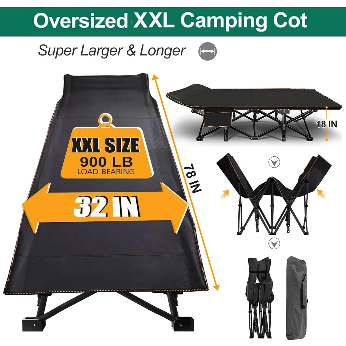Folding Camping Cot with Mattress F496