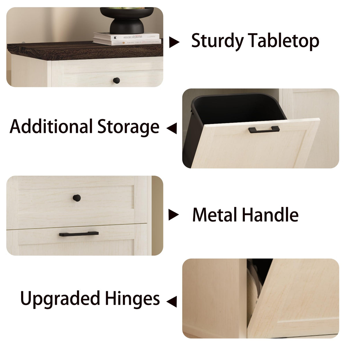 20 Gallon Wooden Tilt Out Trash Can Cabinet with Drawers A584622