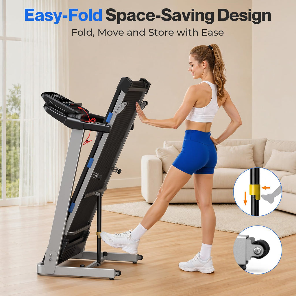 Foldable Treadmill with 10% Incline 400 LBS Capacity D86538