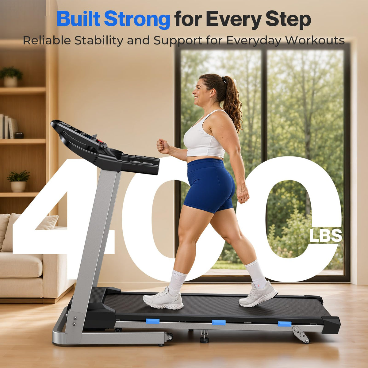 Foldable Treadmill with 10% Incline 400 LBS Capacity D86538