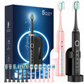 2 Pack Rechargeable Electric Toothbrush with 12 Brush Heads & 2 Travel Case J8232