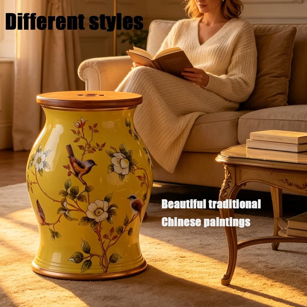 Ceramic Garden Stool Hand-Painted Drum Stool P815973