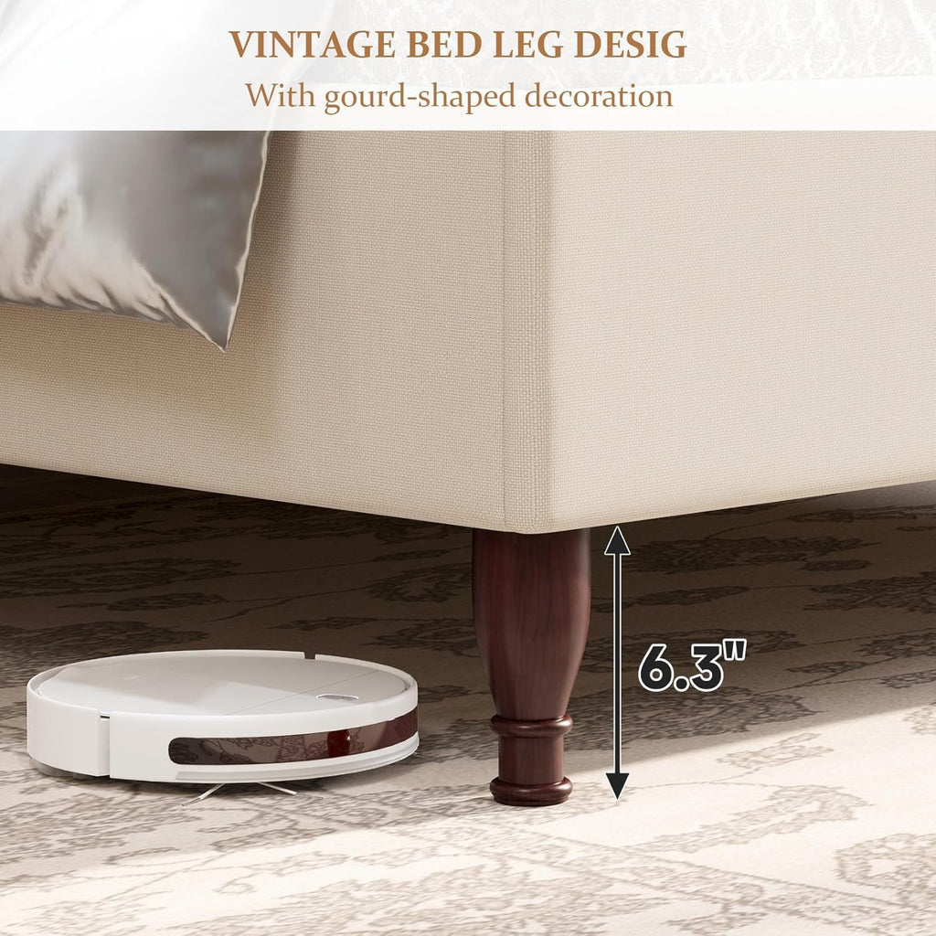 King Size Upholstered Platform Bed with Tall Headboard Y796