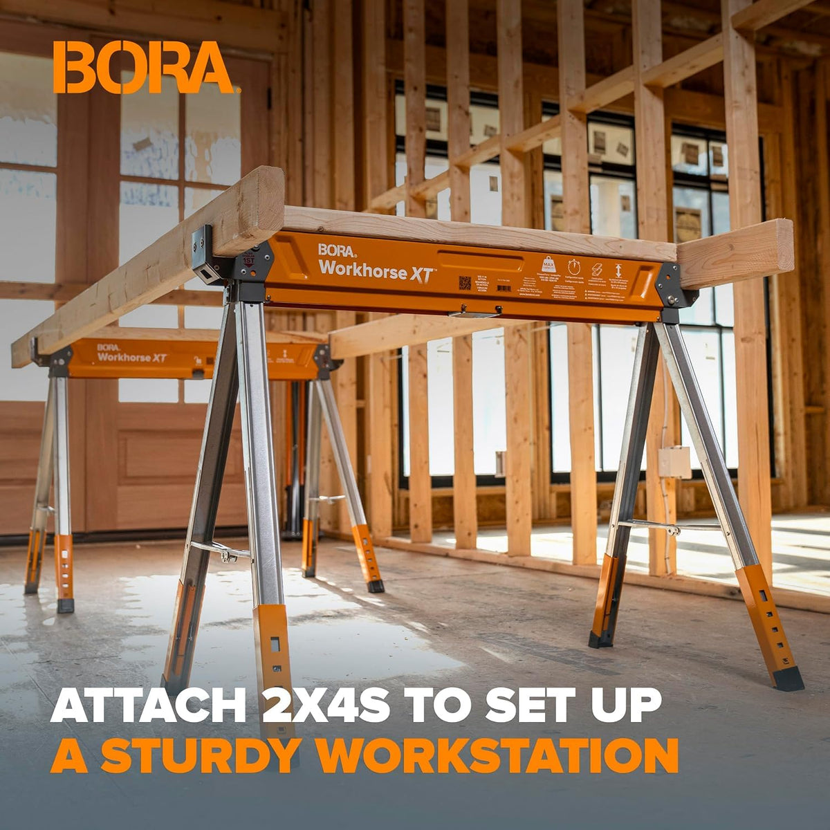 2 Pack Adjustable Folding Heavy Duty Sawhorse B372570
