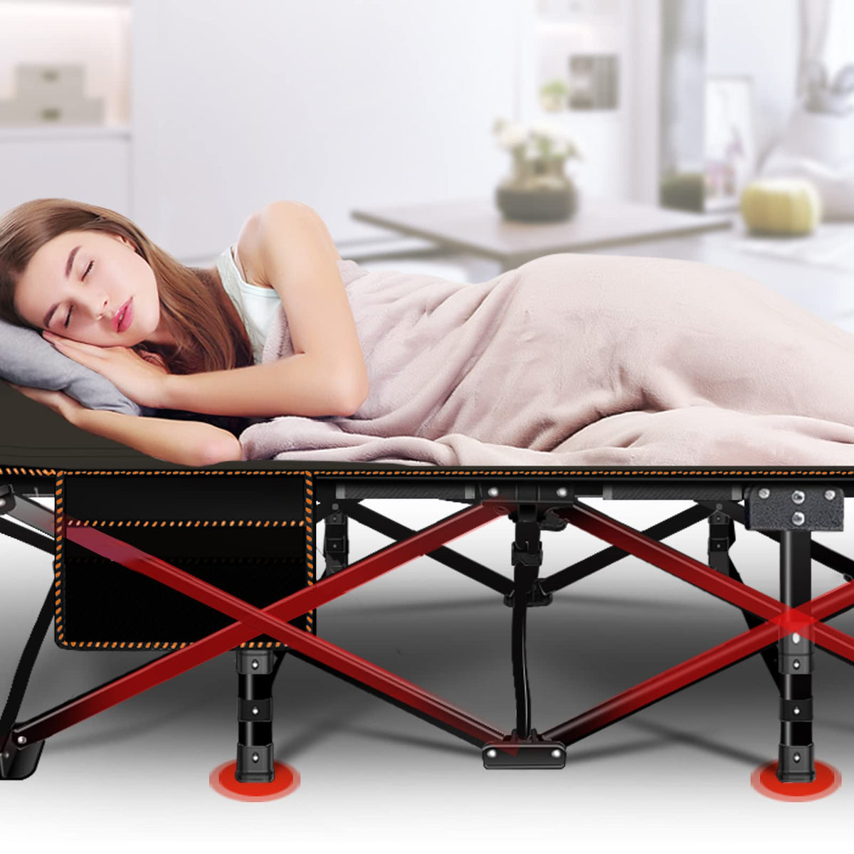 Folding Camping Cot with Mattress F496