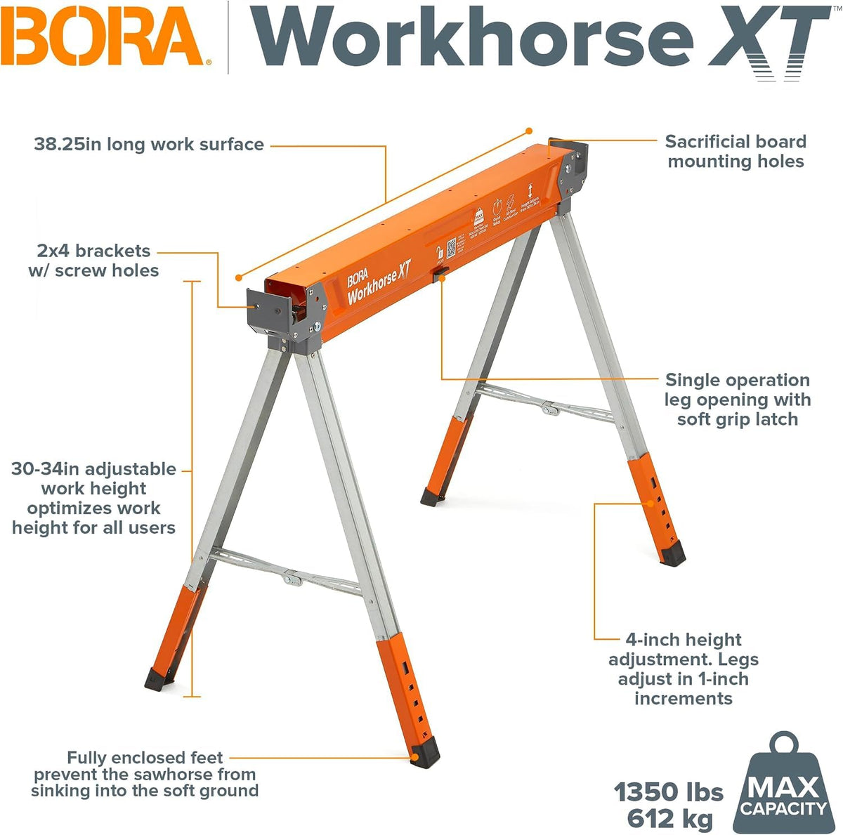 2 Pack Adjustable Folding Heavy Duty Sawhorse B372570