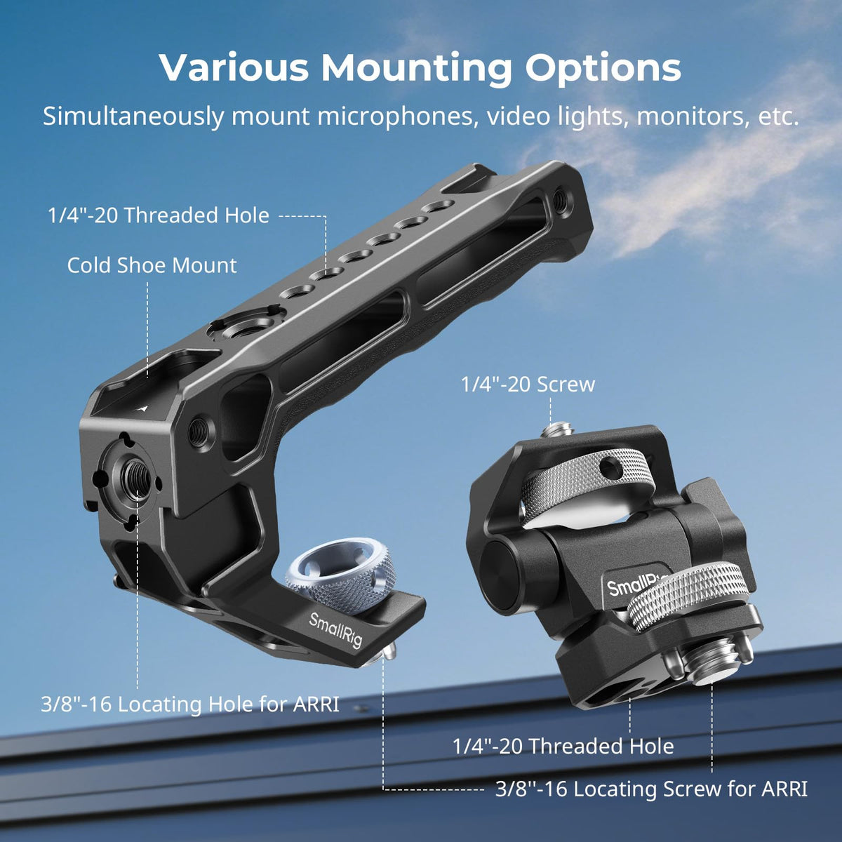 Top Handle & Monitor Mount with 3/8"-16 Locating Holes B9336