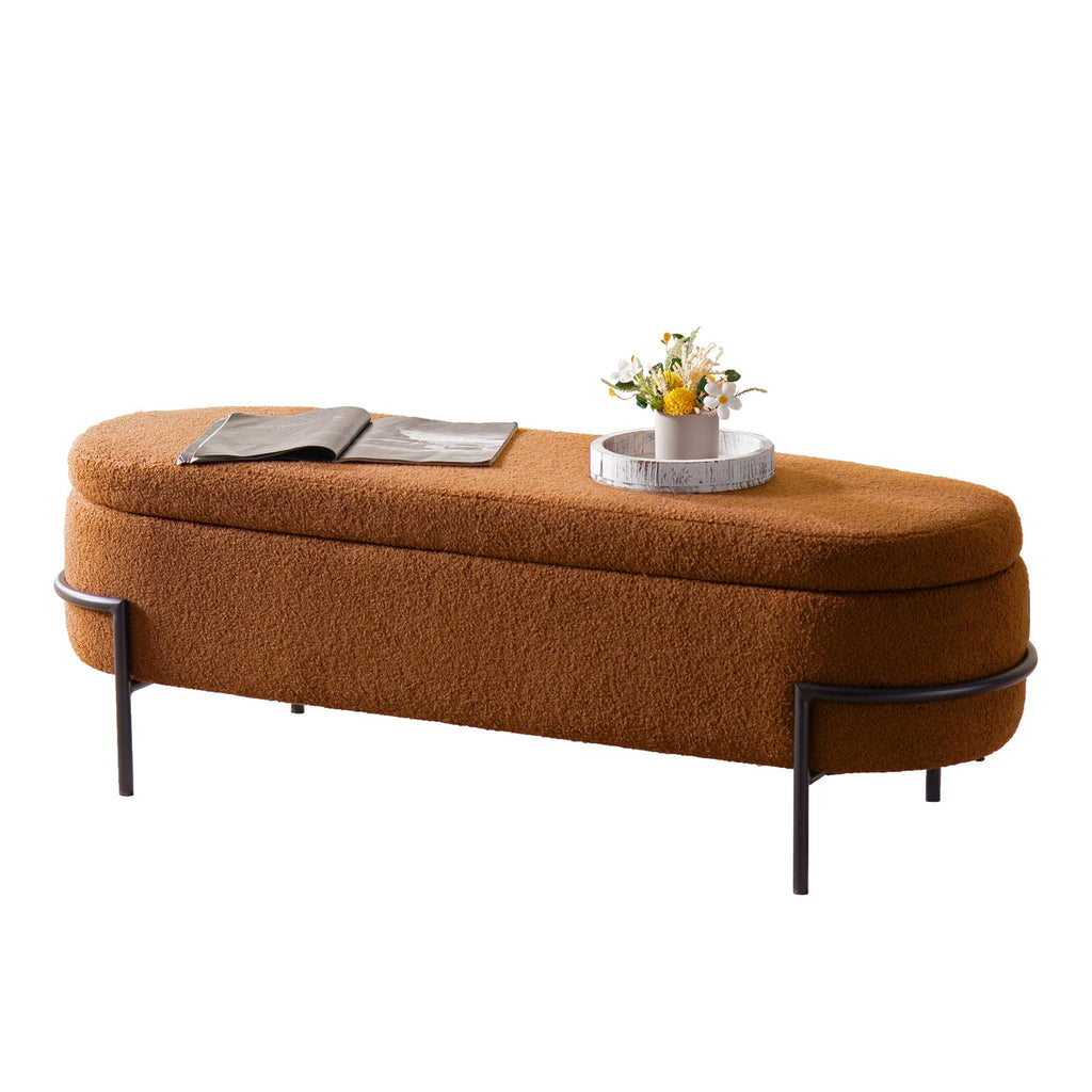 52 Inch Sherpa Storage Ottoman Bench P82274