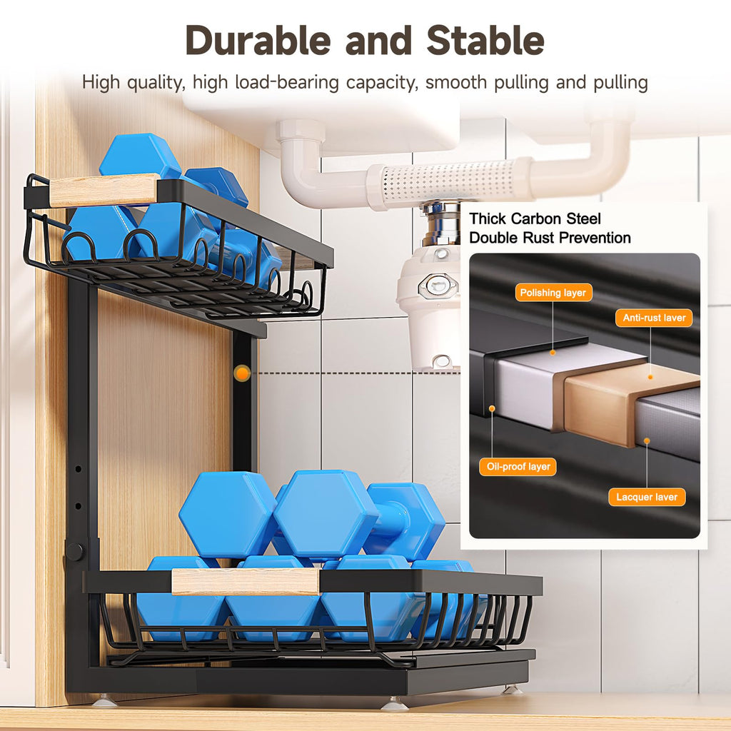 2-Tier Height Adjustable Under Sink Organizer & Storage L1683