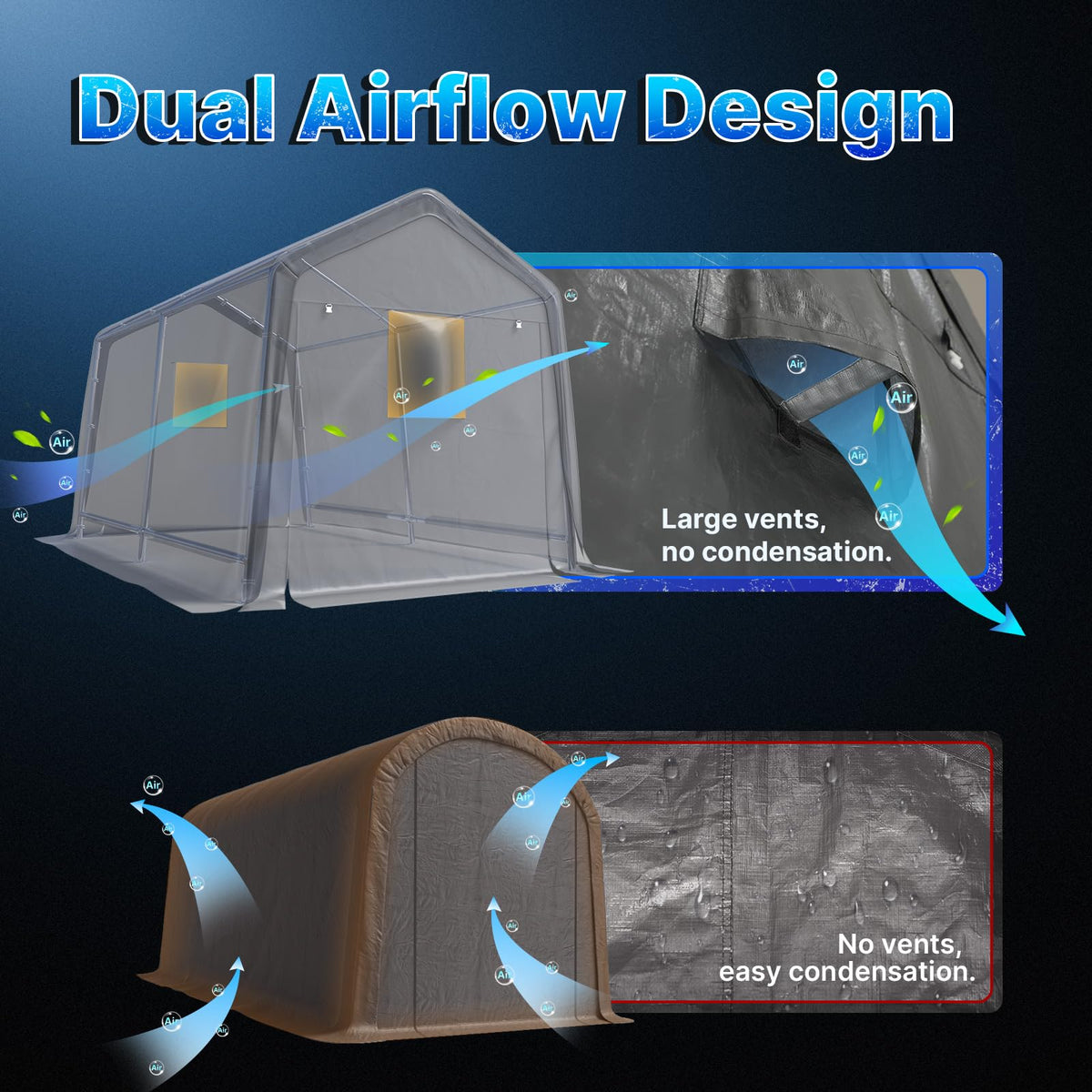 8x14 ft Steel Portable Garage Shelter with 2 Roll up Doors W83989