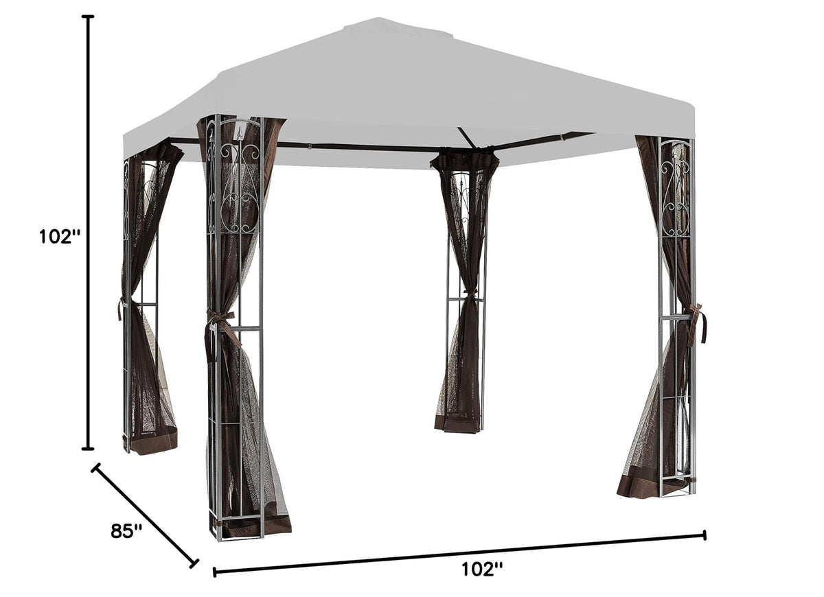 8' x 8' Brown Gazebo Replacement Mosquito Netting J6629