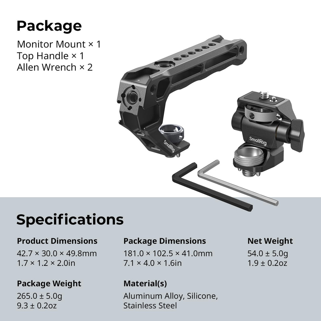 Top Handle & Monitor Mount with 3/8"-16 Locating Holes B9336