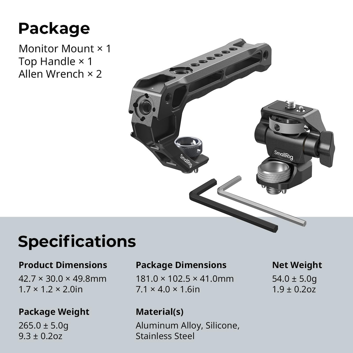 Top Handle & Monitor Mount with 3/8"-16 Locating Holes B9336