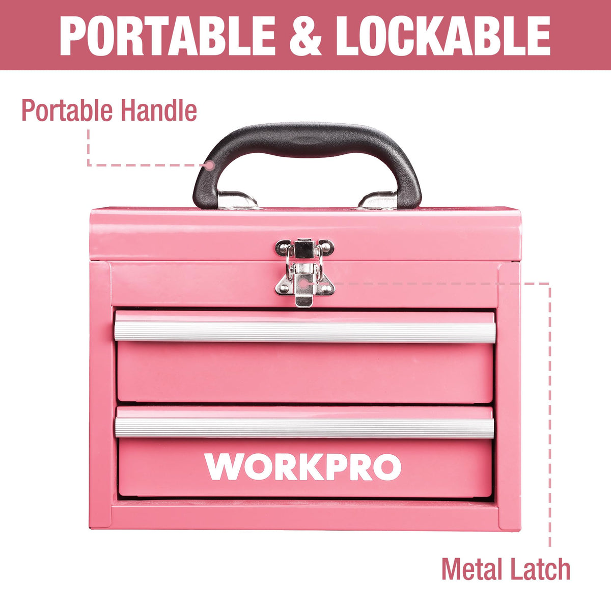 Portable Mini Metal Tool Box with 2 Drawers R43739