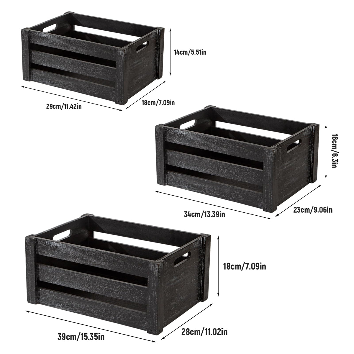 Set of 3 Nesting Wooden Crates with Handles C343520