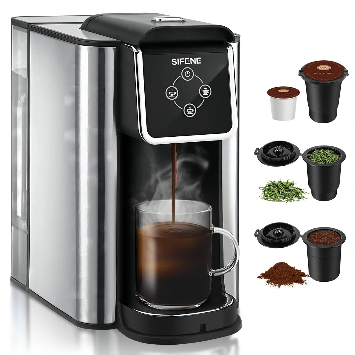 Single Serve Coffee Maker, 3-in-1, 6-12oz, Black D6975