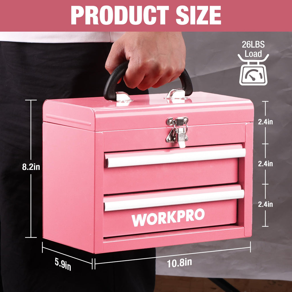 Portable Mini Metal Tool Box with 2 Drawers R43739