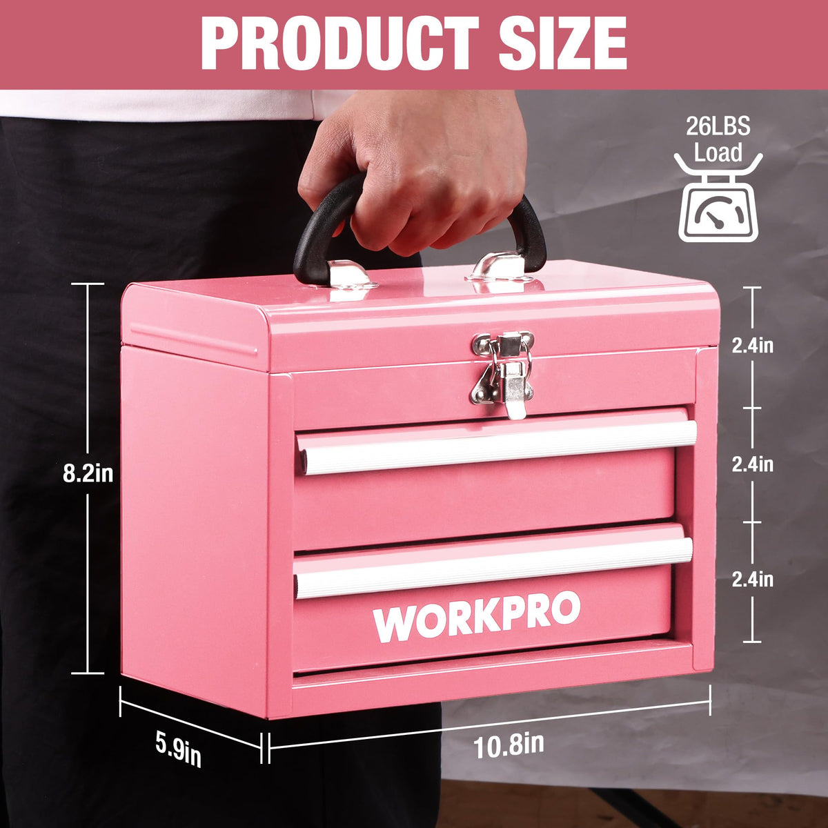 Portable Mini Metal Tool Box with 2 Drawers R43739