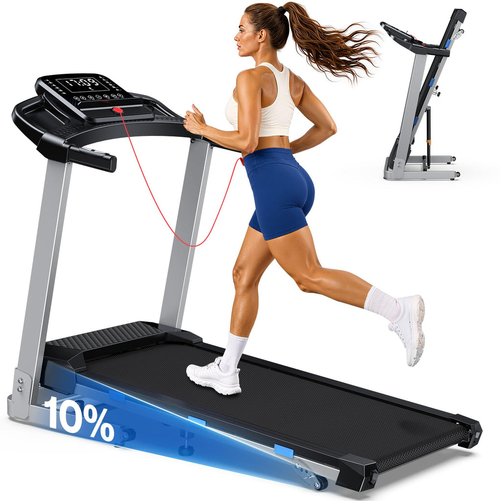 Foldable Treadmill with 10% Incline 400 LBS Capacity D86538
